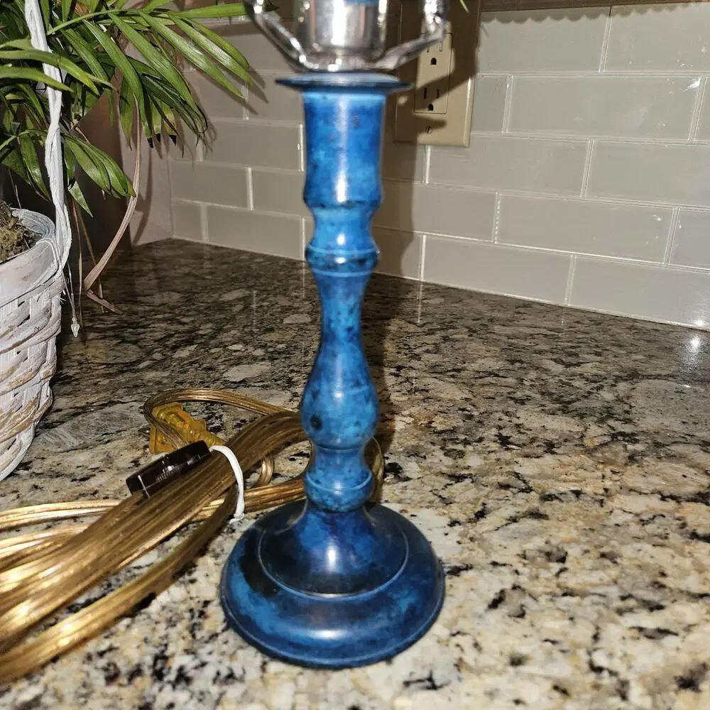 Vintage Metal Lamp With Pierced Metal Shade 13